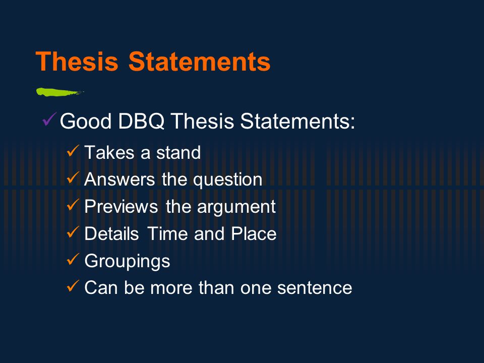 Dbq thesis statement
